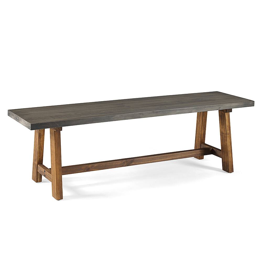 Angle View: Walker Edison - Farmhouse Solid Wood Dining Bench - Grey/Brown