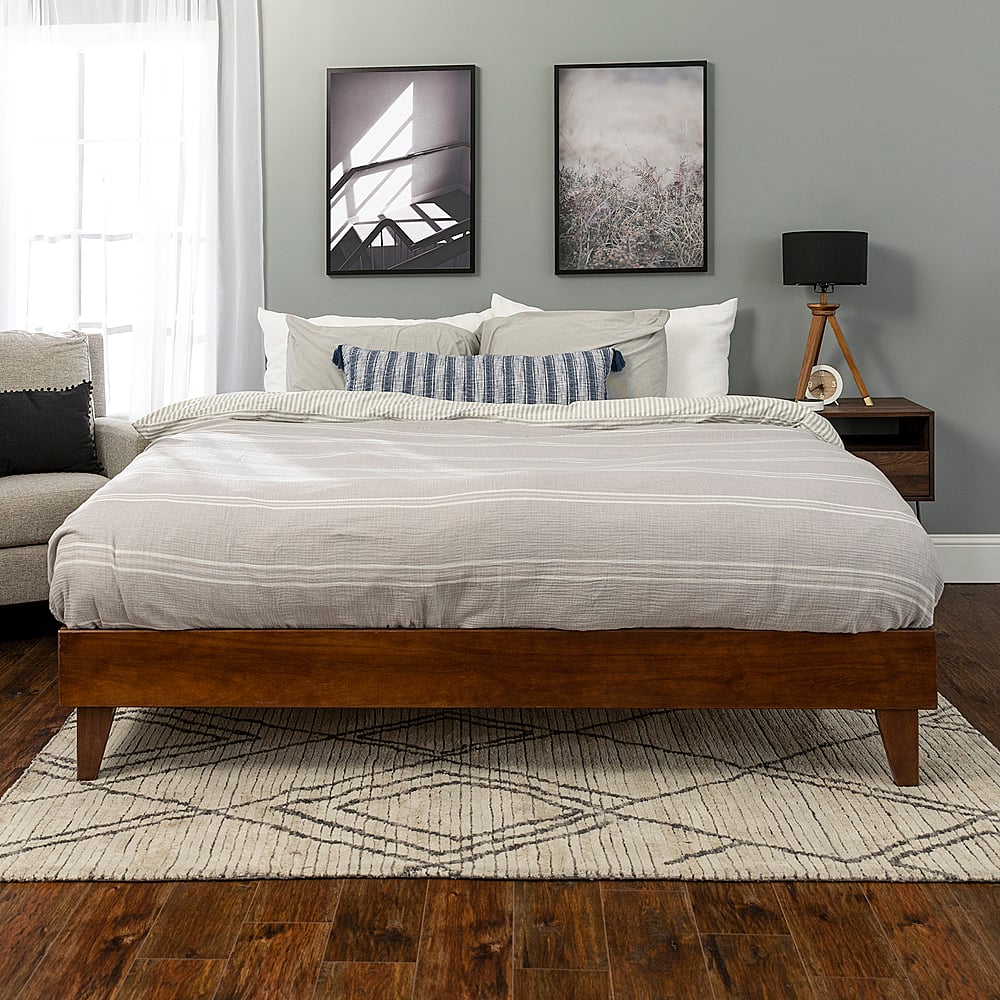 Best Buy: Walker Edison Solid King Platform Bed Wood BBWKPLATWT