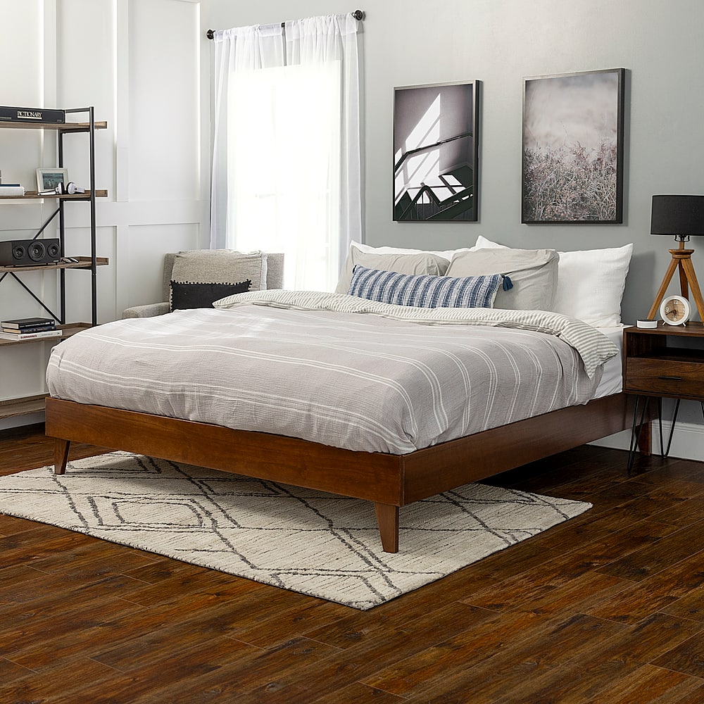 Walker Edison Solid Wood King Platform Bed BBWKPLATWT - Best Buy