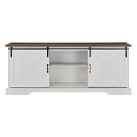 Walker Edison - Rustic Farmhouse Sliding Door TV Stand for Most Flat-Panel TV's up to 78" - Rustic Oak/Brushed White - Front_Zoom