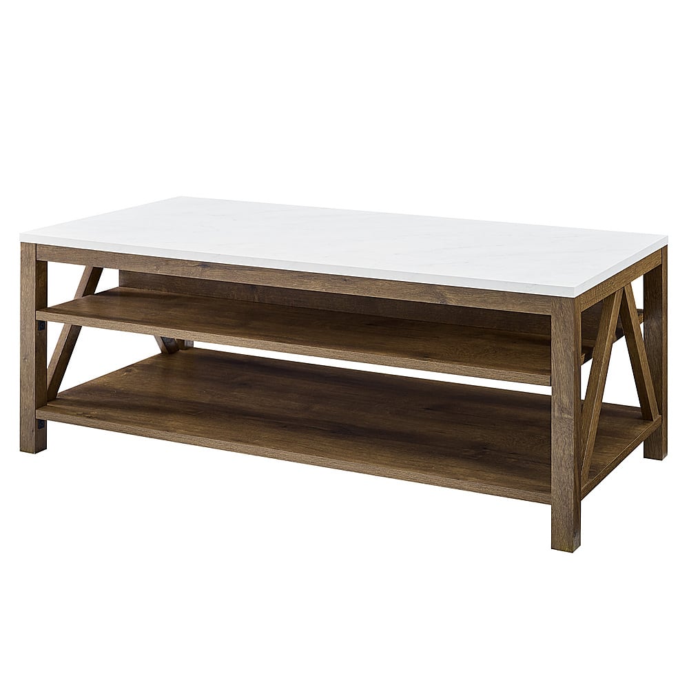 Angle View: Walker Edison - 48" A Frame Farmhouse Coffee Table - Faux Marble