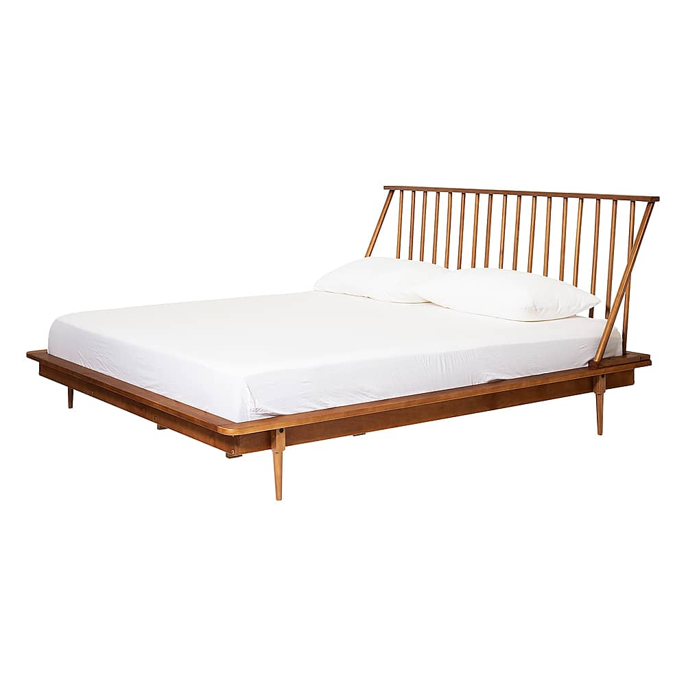 Angle View: Walker Edison - King Mid Century Modern Solid Wood Spindle Bed Headboard