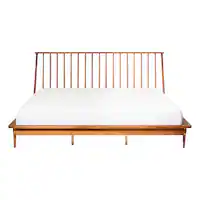 Walker Edison - King Mid Century Modern Solid Wood Spindle Bed Headboard - Wood - Front_Zoom