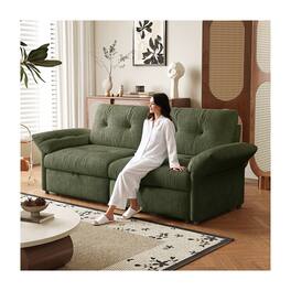 Boyel Living - 81.5-Inch Chenille Convertible Sleeper Loveseat with Pull-Out Bed - Green