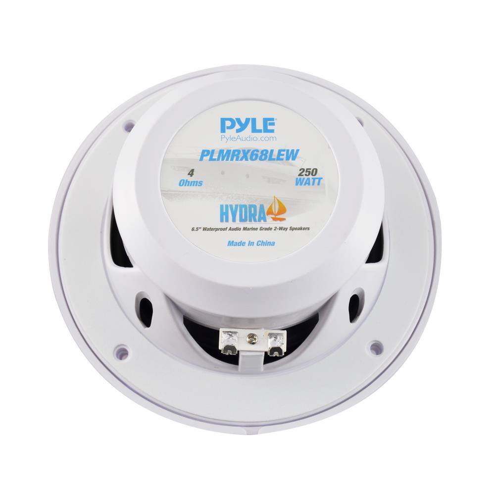 PYLE  
PyleAudio.com  
PLMRX68LEW  
4 Ohms  
250 WATT  
HYDRA  
6.5" Waterproof Audio Marine Grade 2-Way Speakers  
Made in China