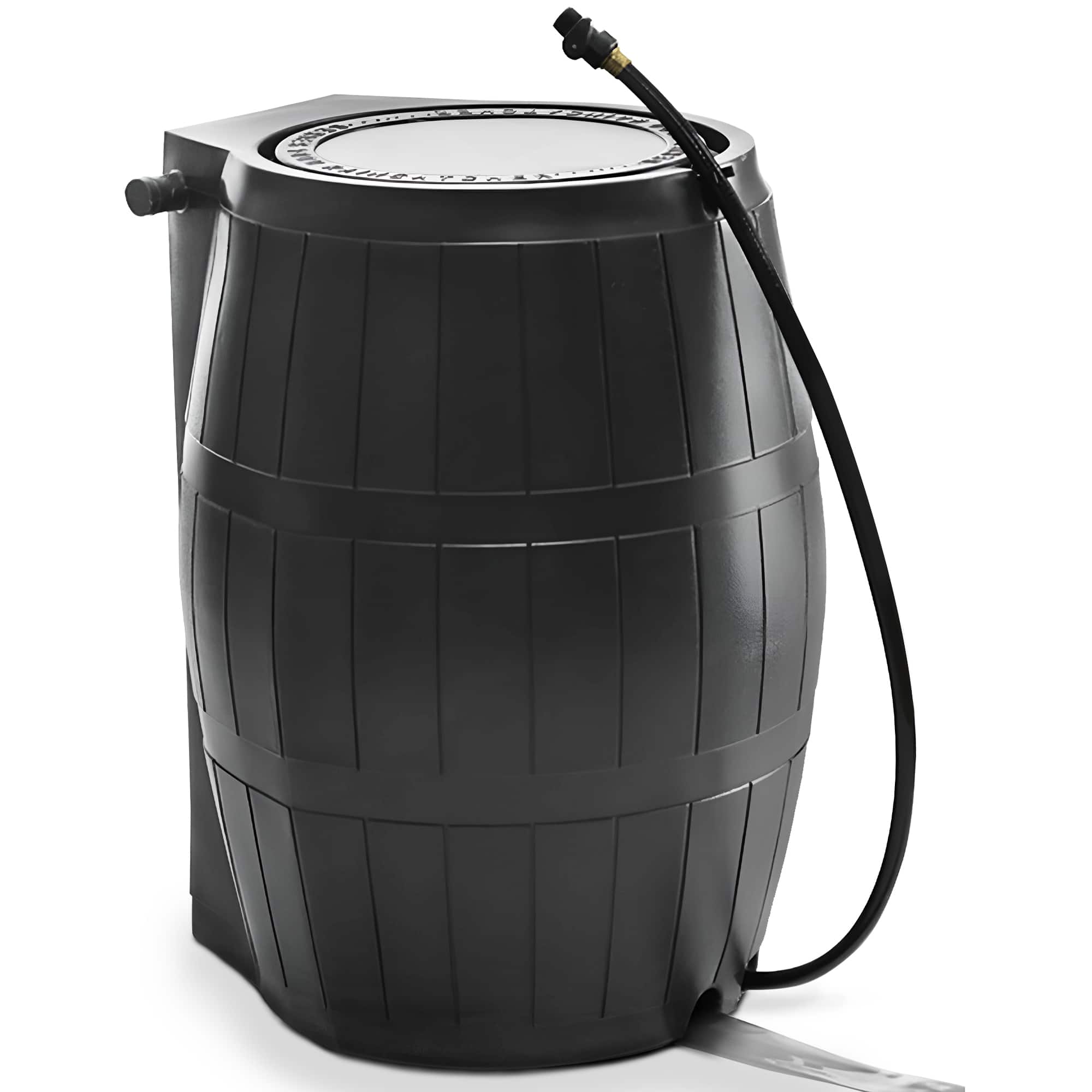 Front. FCMP Outdoor - FCMP Outdoor RC4000-BLK 50-Gallon BPA Free Home Rain Water Catcher Barrel, Black - Black.