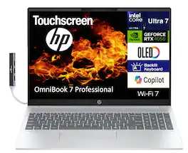HP - OmniBook 7 Laptop 16.0 2048x1280 Display (Intel Ultra 7-255H, 64GB DDR5, 2TB PCIe SSD, Win 11 Pro) w/USB Hub - Glacier Silver
