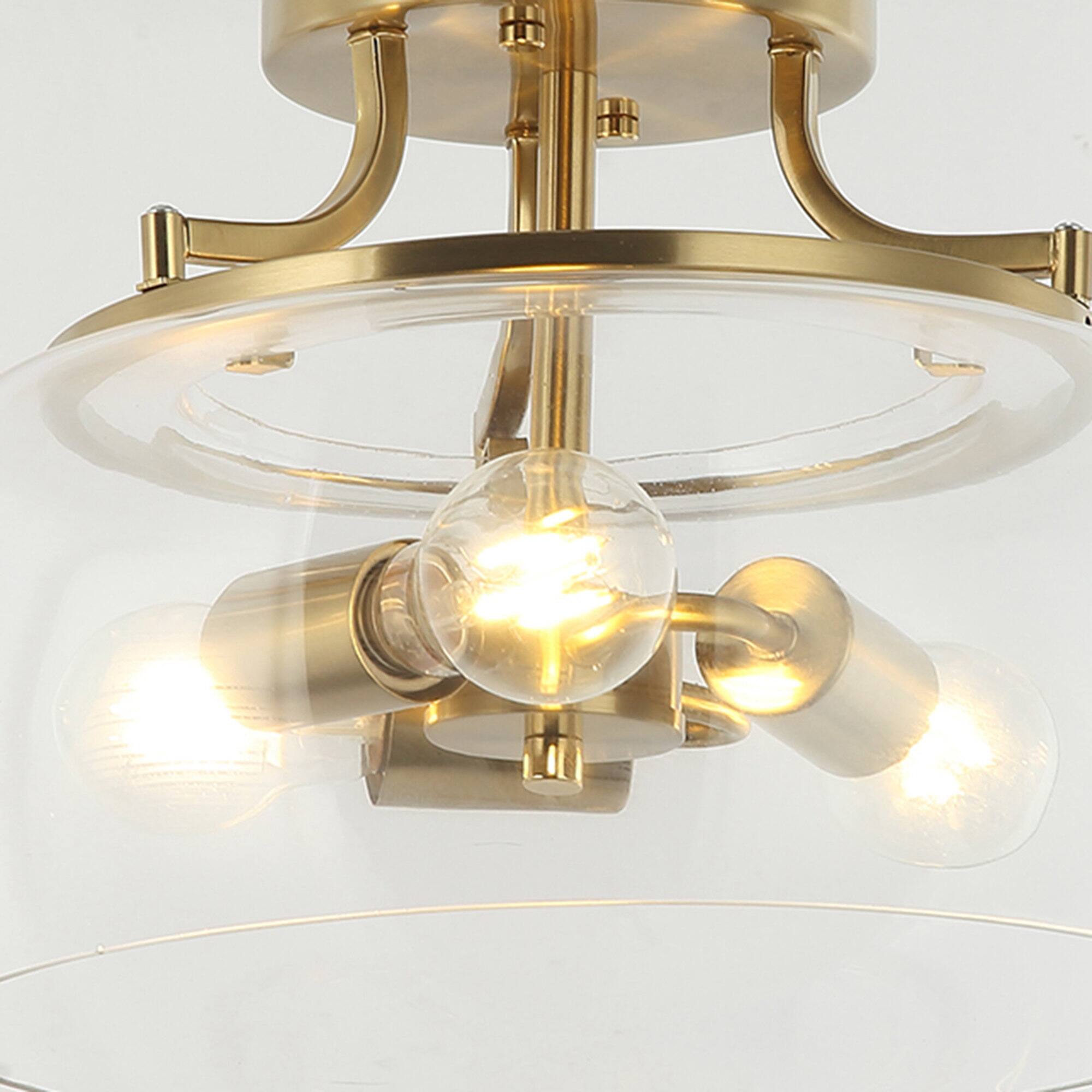 Back. Parrot Uncle - 10" H Modern Gold 3-Light Flush Mount Ceiling Light - Gold.