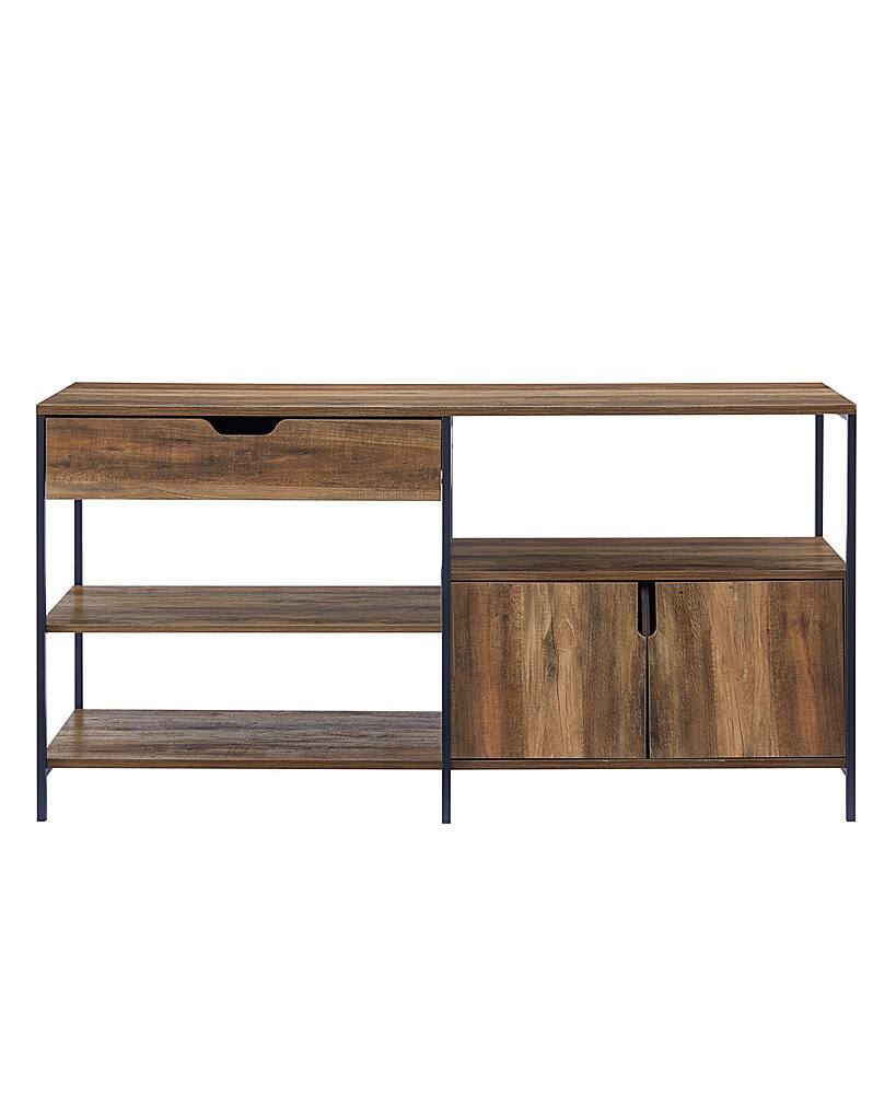 Front. Walker Edison - Keaton 58" 1 Drawer, 2 Door Storage Shelf - Rustic Oak.