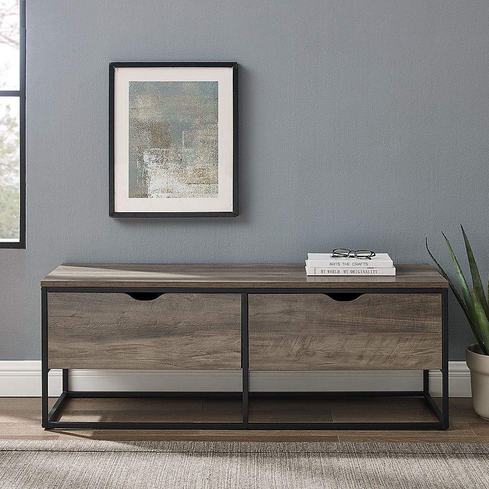 Best Buy: Walker Edison 48 Modern Industrial 2 Drawer Entryway Storage  Bench Dark Walnut BB48ARB2DRDW