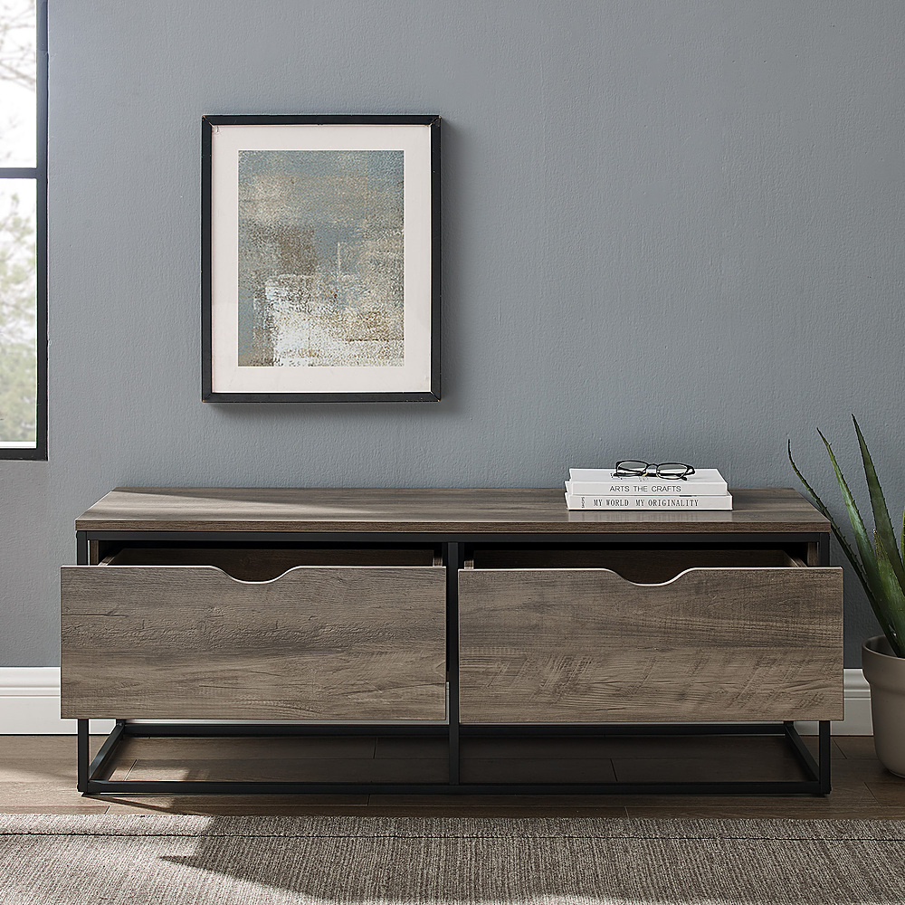 Best Buy: Walker Edison Mid Century Modern Storage Bench with Cushion Pecan  BB46MCMSBAC