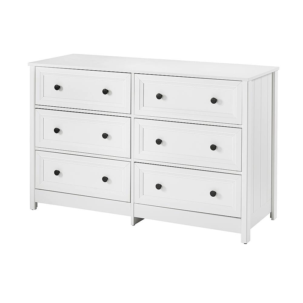 Angle View: Walker Edison - 6 Drawer Groove Dresser Chest - White