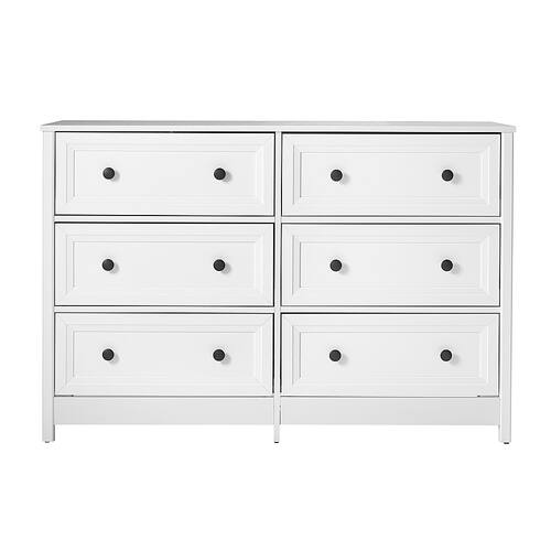 Walker Edison - 6 Drawer Groove Dresser Chest - White