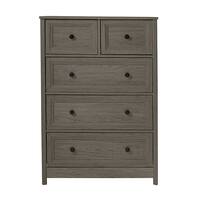Walker Edison - 5 Drawer Groove Dresser Chest- Slate Grey - Slate Grey - Front_Zoom