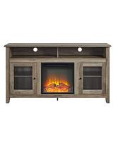 Walker Edison - Tall Fireplace Cabinet TV Stand for Most Flat-Panel TV's Up to 65" - Grey Wash - Front_Zoom