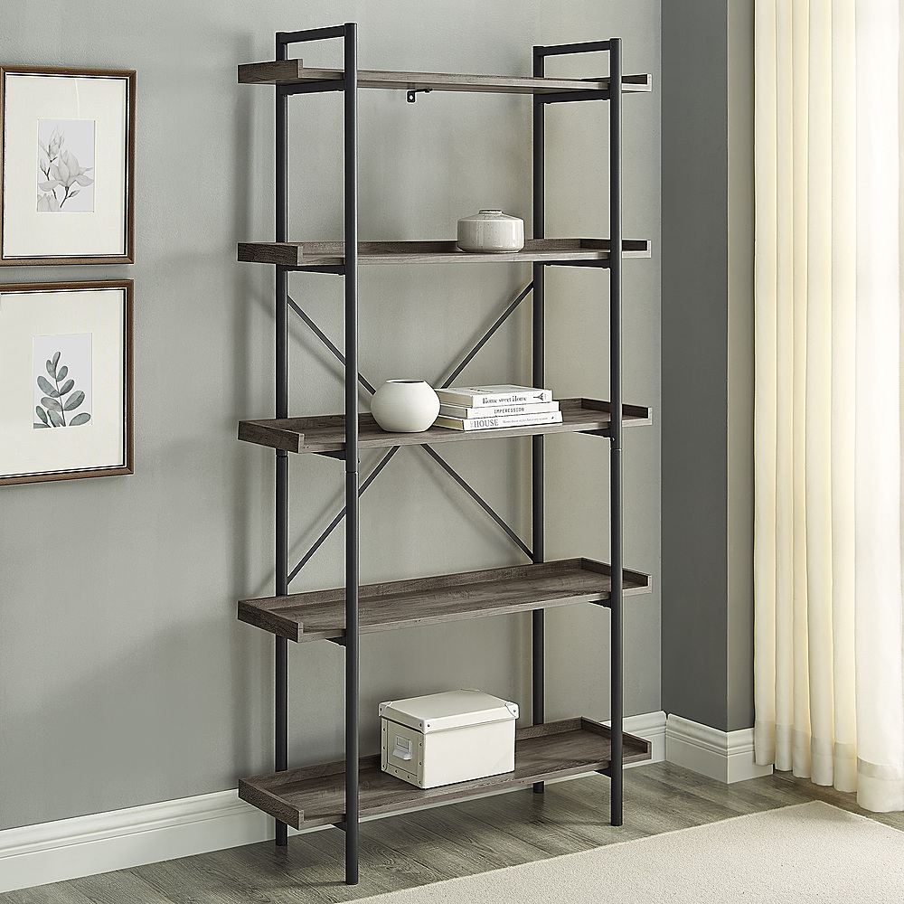 Grey Industrial Pipeline Shelves, 5 Shelf Tower Étagère Subastral