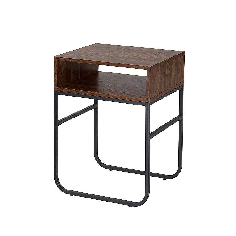 Angle View: Walker Edison - 18" Curved Metal Leg Side Table - Dark Walnut