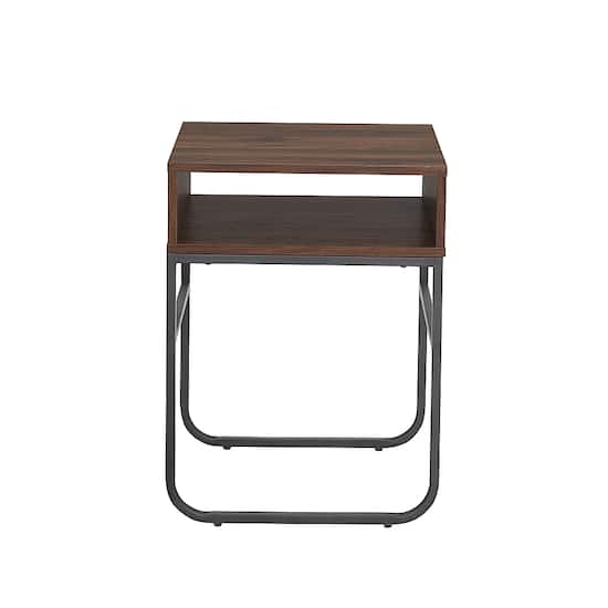 Walker Edison 18 Curved Metal Leg Side Table Dark Walnut Bbf18naostdw Best Buy