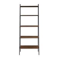 Walker Edison - 72" Industrial Ladder 5-Shelf Bookcase - Dark Walnut - Front_Zoom