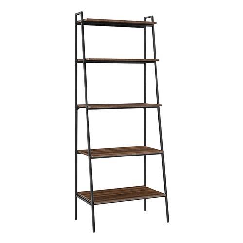 Alt View 13. Walker Edison - 72" Industrial Ladder 5-Shelf Bookcase - Dark Walnut.