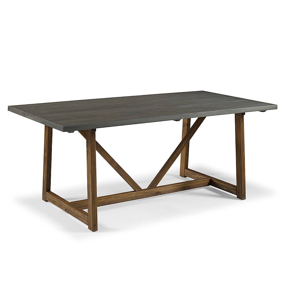 Angle View: Walker Edison - 72" Farmhouse Trestle Solid Wood Dining Table - Gray