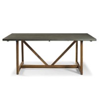Walker Edison - 72" Farmhouse Trestle Solid Wood Dining Table - Grey - Front_Zoom