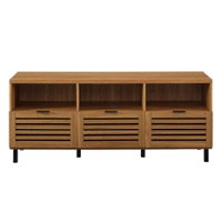Walker Edison - Modern Slat Door TV Stand for Most Flat-Panel TV's up to 65" - English Oak - Front_Zoom