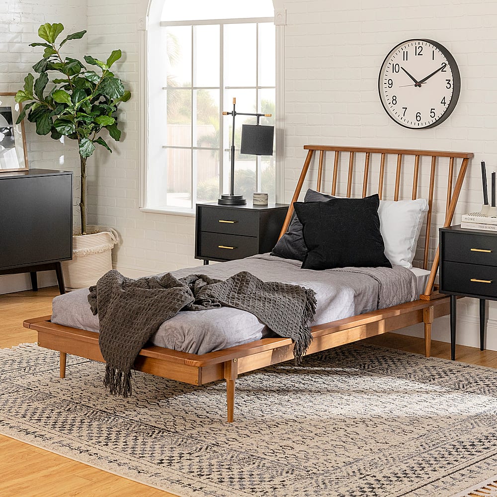 Wood spindle deals twin bed