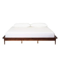 Walker Edison - King Mid Century Solid Wood Platform Bed - Walnut - Front_Zoom