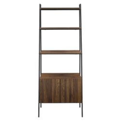 Walker Edison - 72" Industrial Ladder 5-Shelf Storage Bookcase - Dark Walnut - Front_Zoom