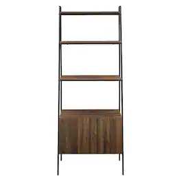 Walker Edison - 72" Industrial Ladder 5-Shelf Storage Bookcase - Dark Walnut