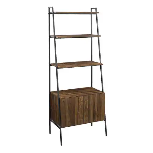 Alt View 13. Walker Edison - 72" Industrial Ladder 5-Shelf Storage Bookcase - Dark Walnut.