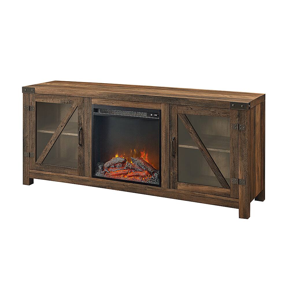 Alt View 11. Walker Edison - 58" Modern Farmhouse Glass Door Fireplace TV Stand for Most TVs up to 65" - Rustic Oak.