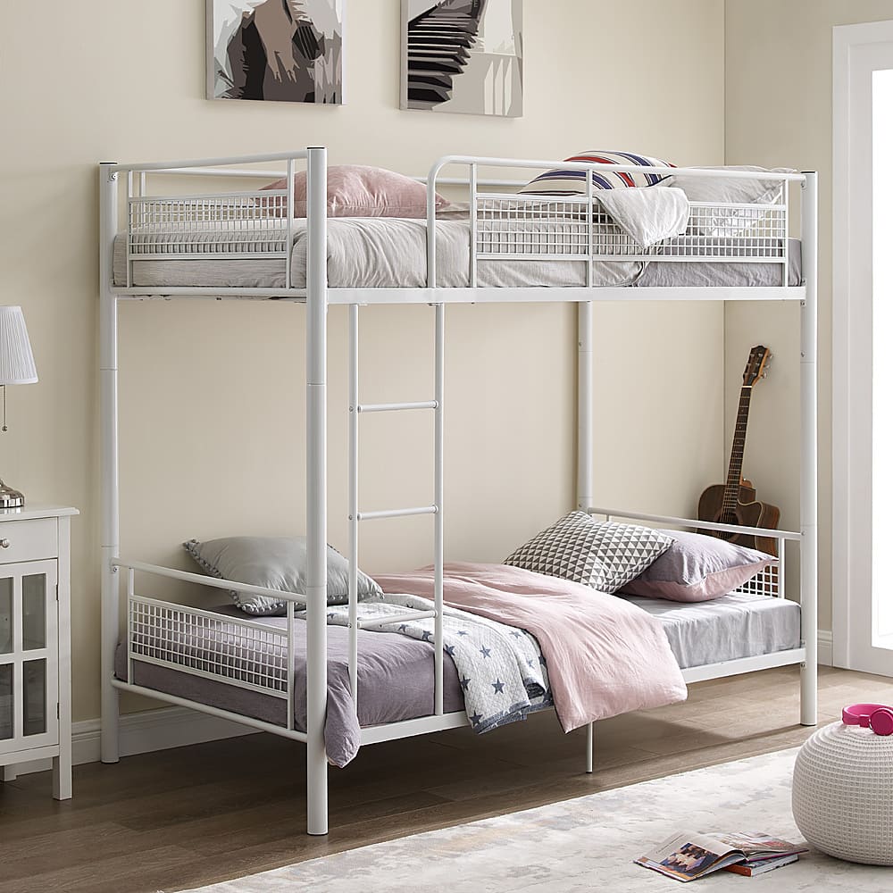 Walker Edison Twin Metal Mesh Frame Bunk Bed BBTOTMMWH Best Buy