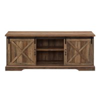 Walker Edison - Rustic Farmhouse Sliding Door TV Stand for Most Flat-Panel TV's up to 78" - Rustic Oak - Front_Zoom