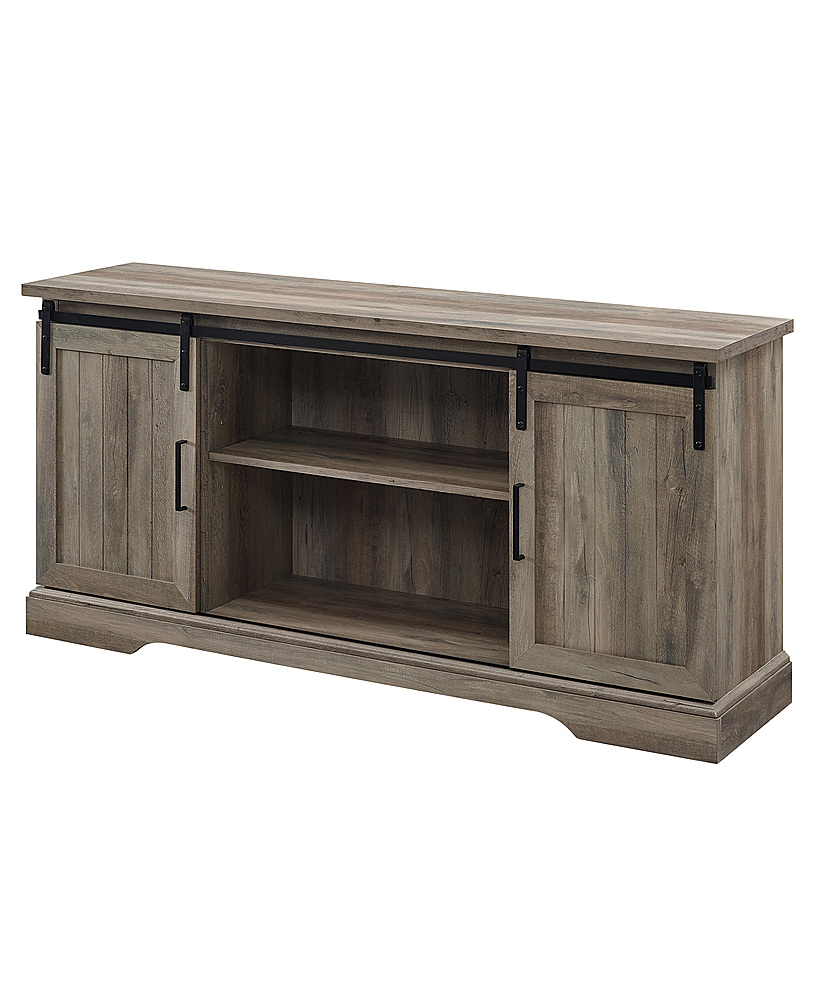 Left View: Walker Edison - Modern Beadboard TV Stand Cabinet for Most Flat-Panel TV's Up to 65" - Grey Wash