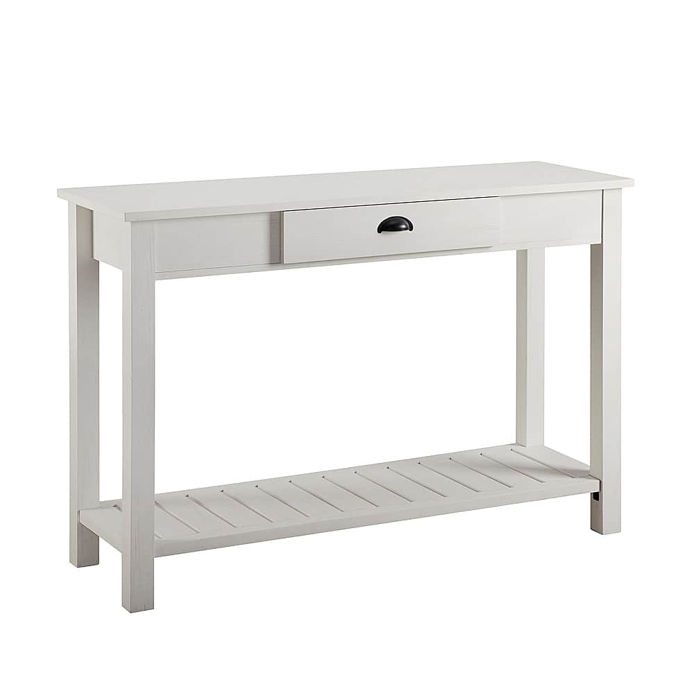 Left View: Walker Edison - 48" Country Style Entry Table - Brushed White