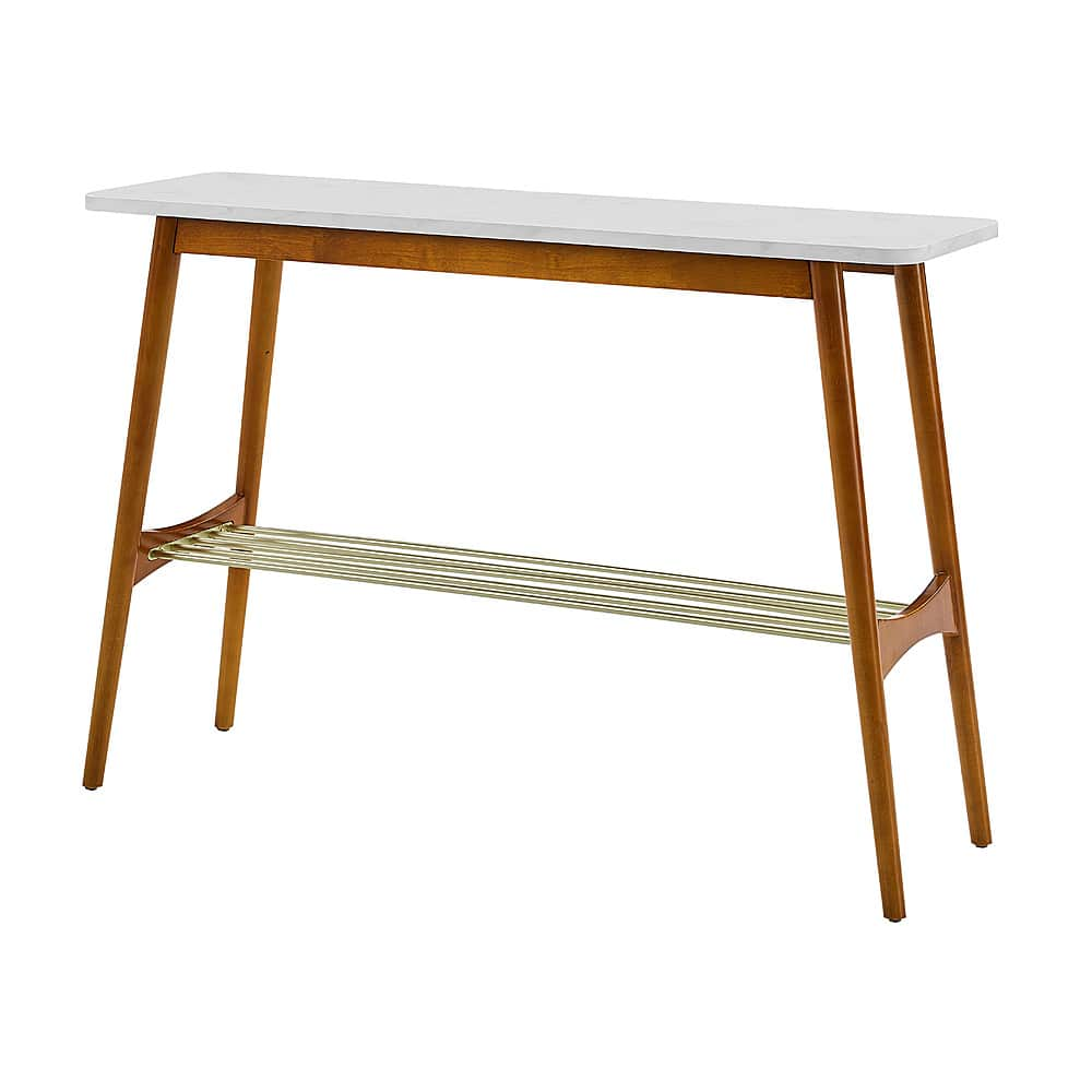 Angle View: Walker Edison - Mid Century Faux Marble Entryway Console Table - Acorn