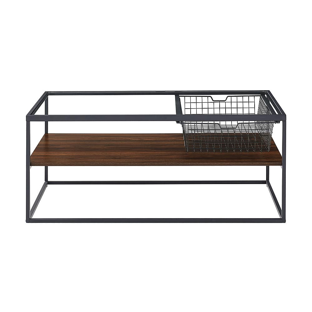 Best Buy Walker Edison 42" Mesh Drawer Coffee Table Dark Walnut