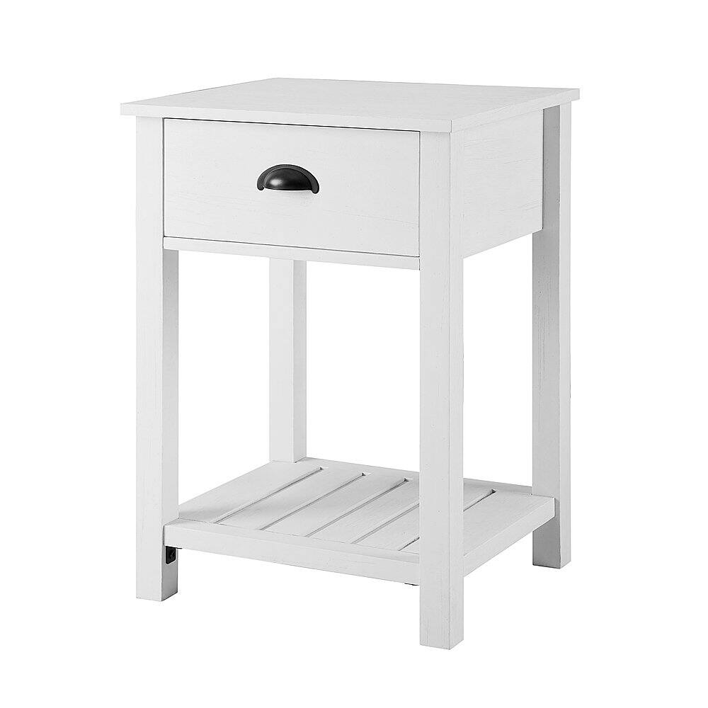 Angle View: Walker Edison - 18" 1-Drawer Country Side Table - Brushed White