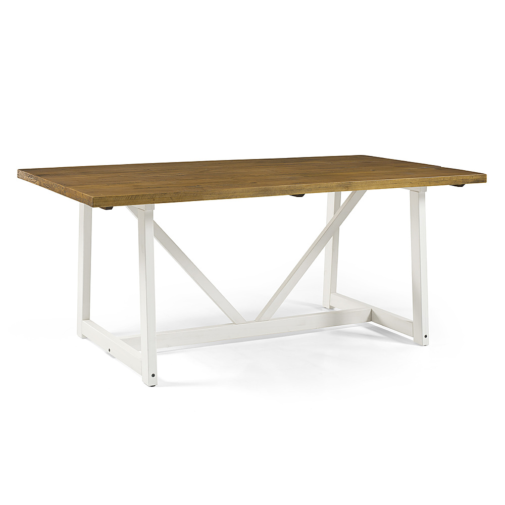 Angle View: Walker Edison - 72" Farmhouse Trestle Solid Wood Dining Table - White
