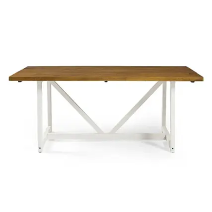Front. Walker Edison - 72" Farmhouse Trestle Solid Wood Dining Table - White.