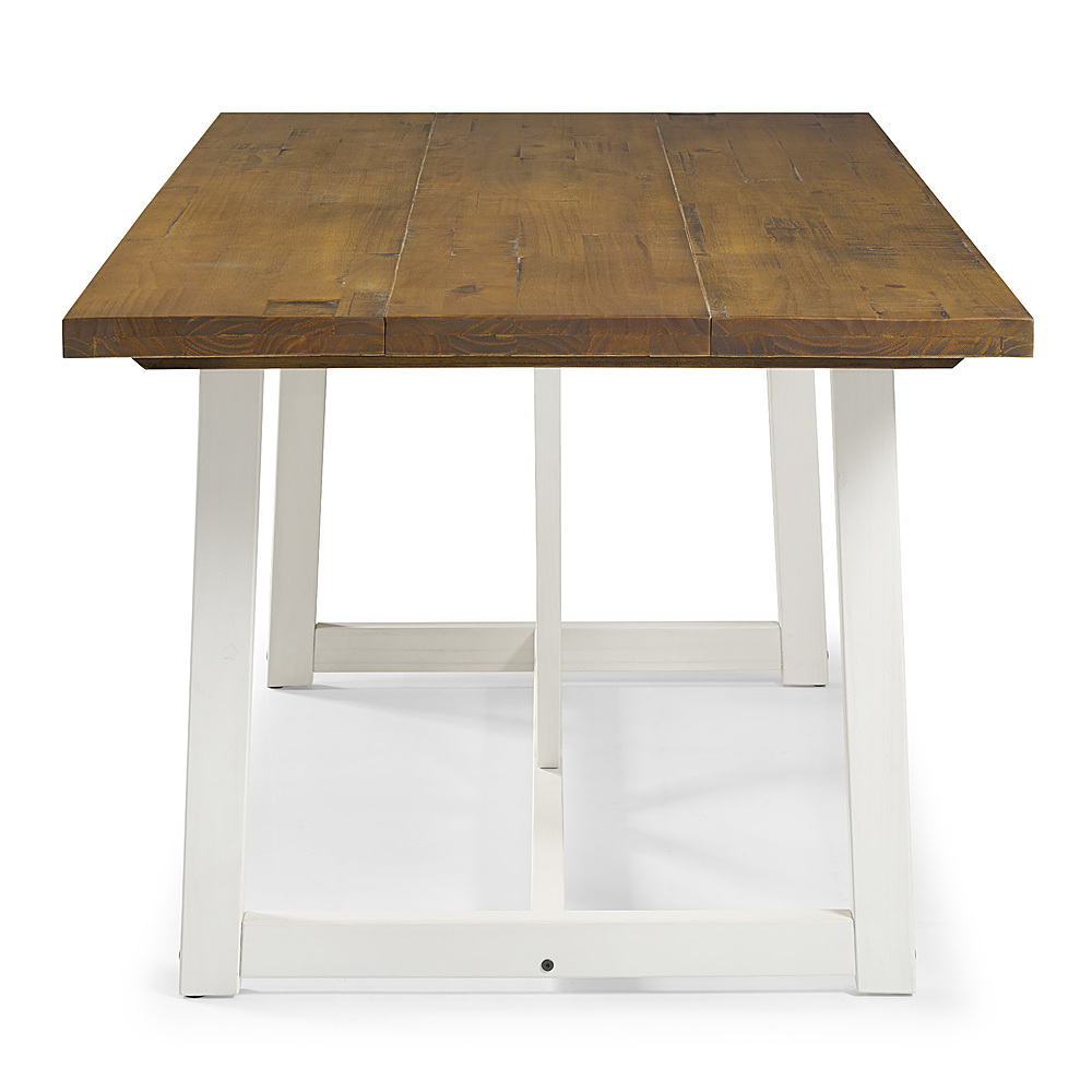Left View: Walker Edison - 72" Farmhouse Trestle Solid Wood Dining Table - White