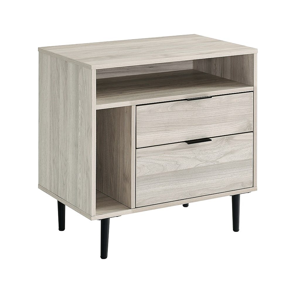 Left View: Walker Edison - 25" Modern Storage Side Table - Birch