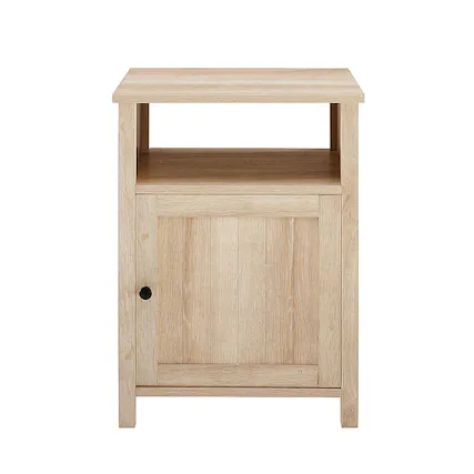 Front. Walker Edison - 18" Grooved Door Side Table - White Oak.