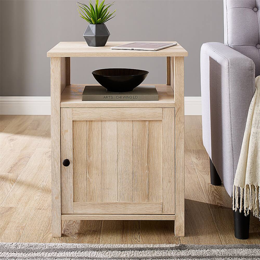 Alt View 12. Walker Edison - 18" Grooved Door Side Table - White Oak.