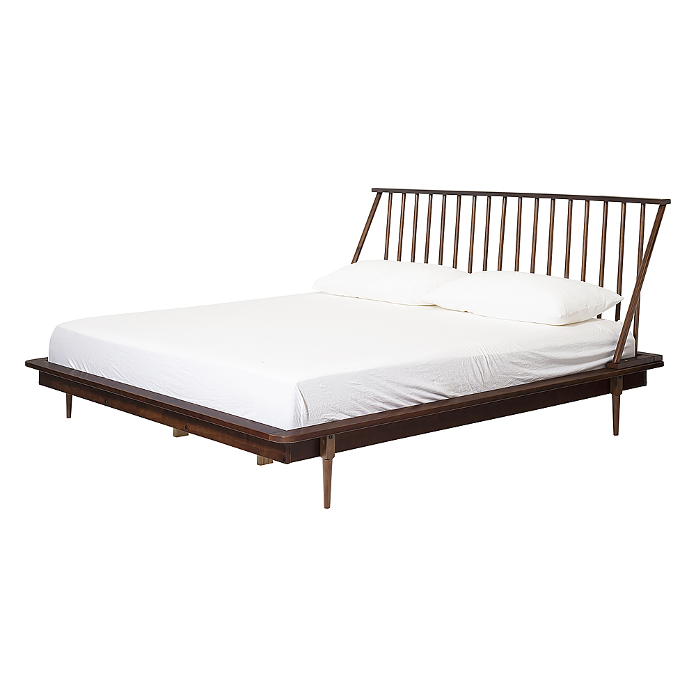Angle View: Walker Edison - King Mid Century Modern Solid Wood Spindle Bed Headboard