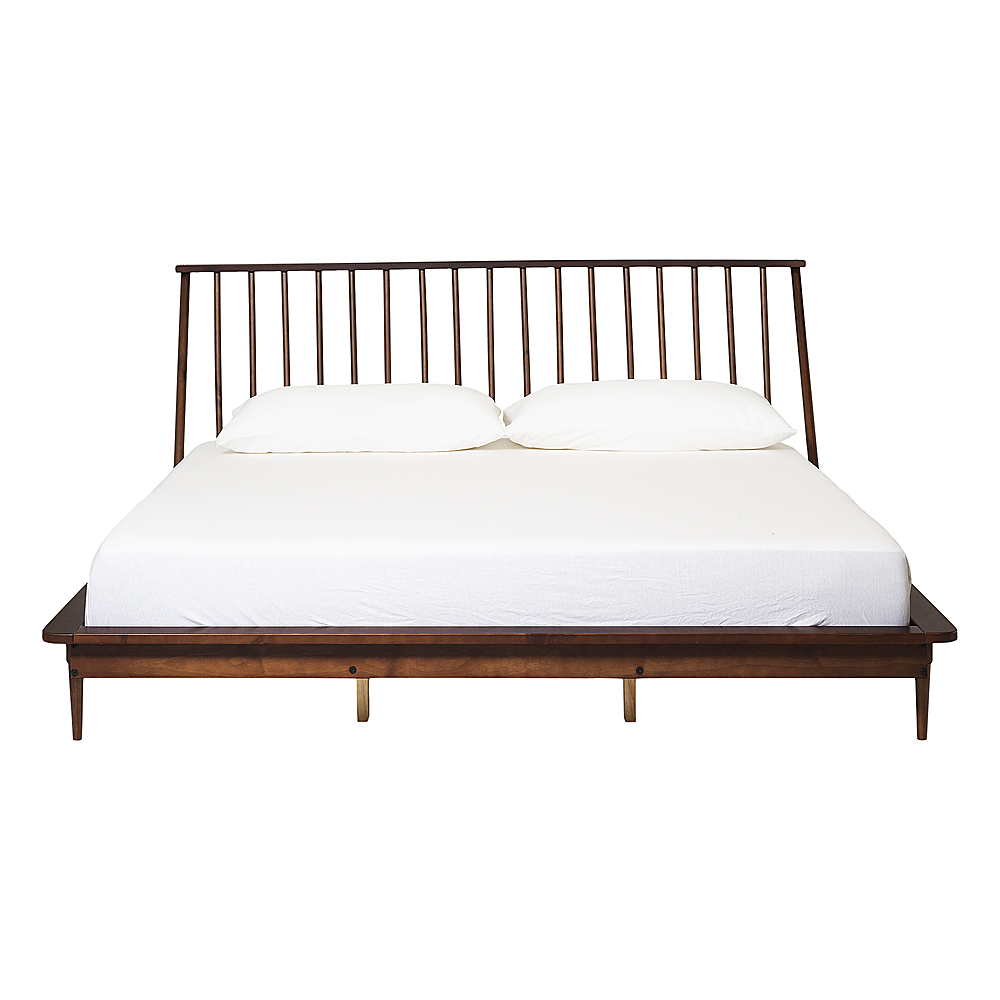 Walker Edison King Mid Century Modern, Solid Wood King Size Bed Frame With Headboard