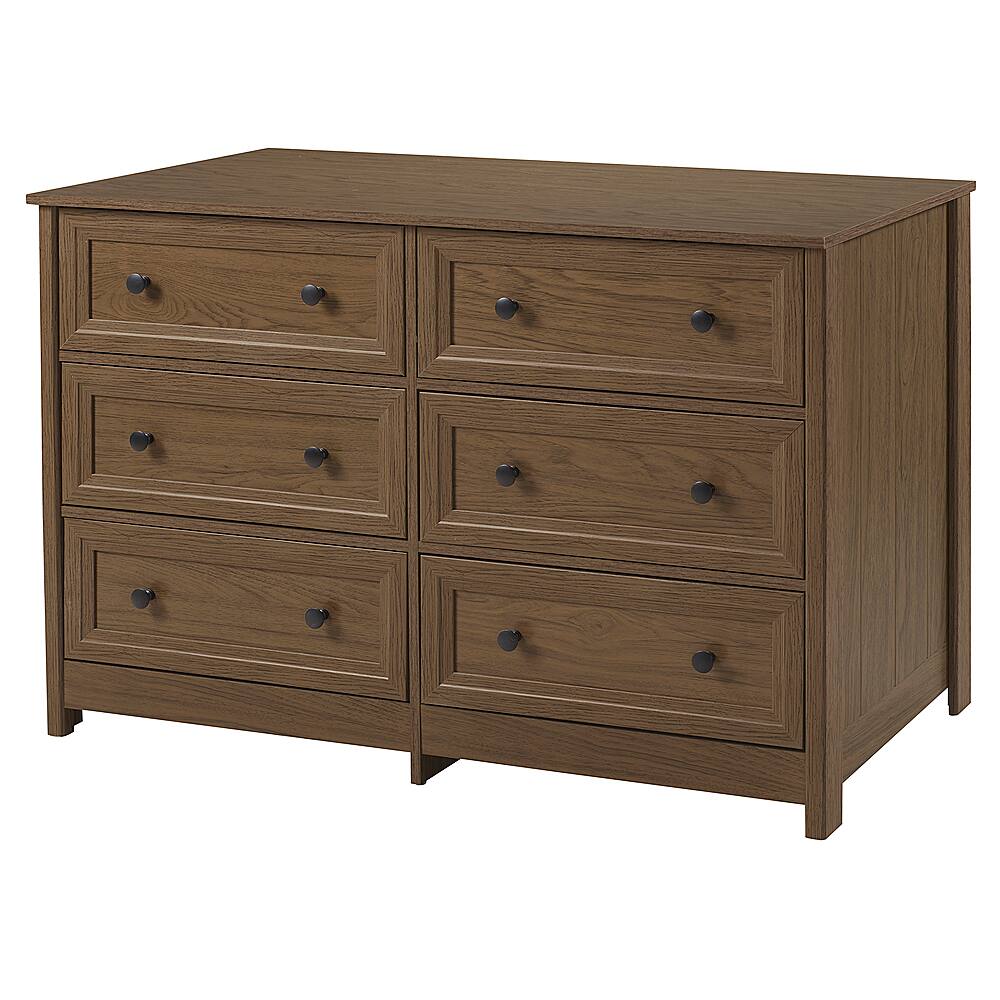 Angle View: Walker Edison - 6 Drawer Groove Dresser Chest - Dark Walnut