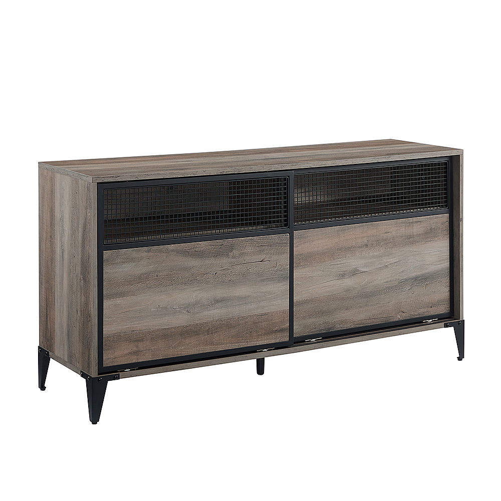 Angle View: Walker Edison - Industrial Rustic Sliding Door TV Stand for Most Flat-Panel TV's up to 60" - Grey Wash